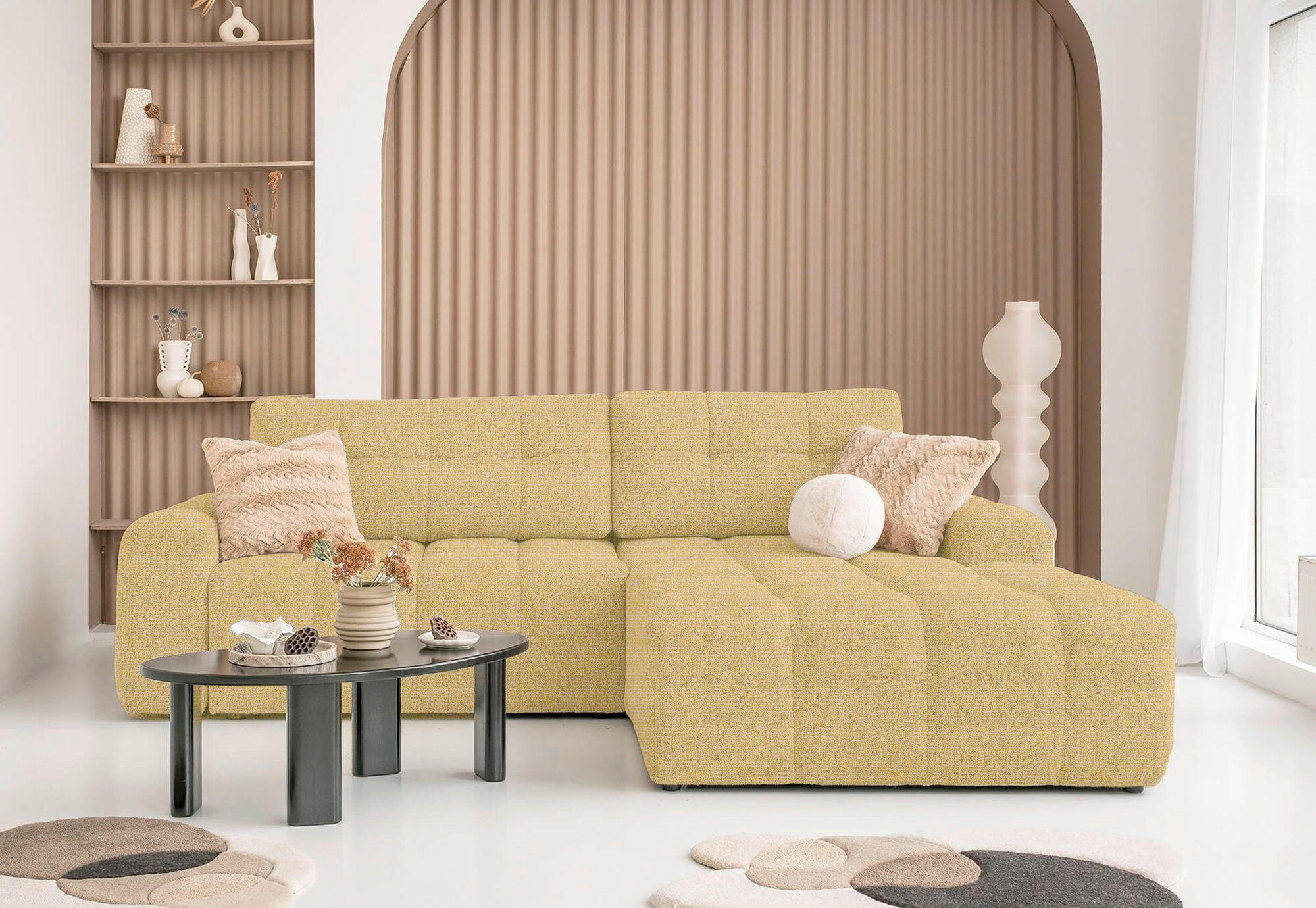 ECKSOFA  in Gelb  268/184 cm  - Gelb/Schwarz, Design, Kunststoff/Textil (268/184cm) - MID.YOU