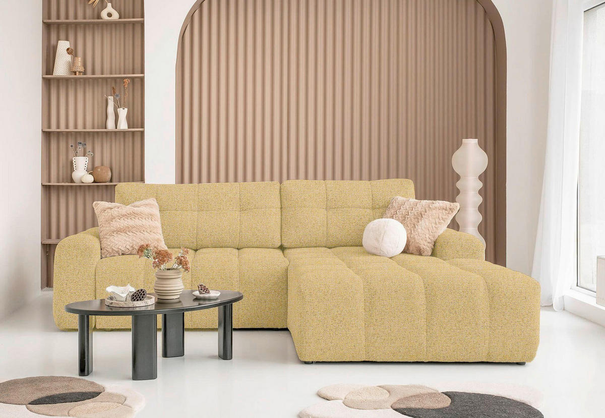 ECKSOFA  in Gelb  268/184 cm  - Gelb/Schwarz, Design, Kunststoff/Textil (268/184cm) - MID.YOU