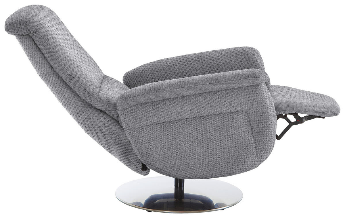 RELAXSESSEL Textil Grau  - Edelstahlfarben/Grau, Konventionell, Textil/Metall (79/112/94cm) - Beldomo Premium
