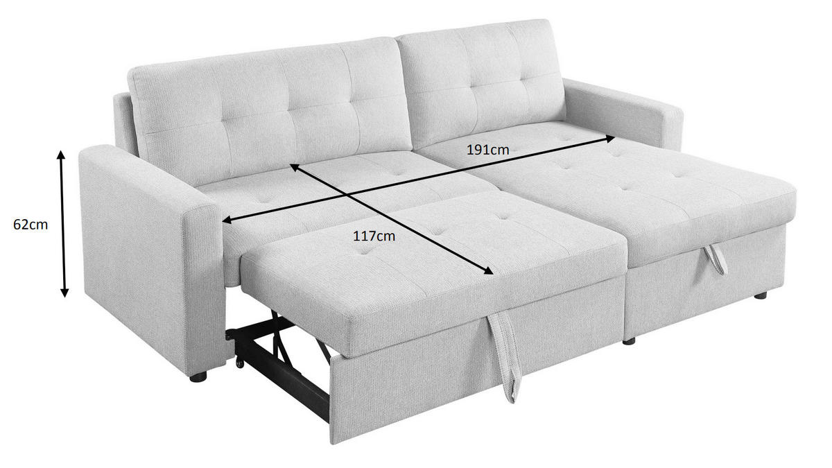ECKSOFA LYN Beige Leinenoptik  - Beige/Schwarz, Design, Kunststoff/Textil (218/91/85cm) - MID.YOU