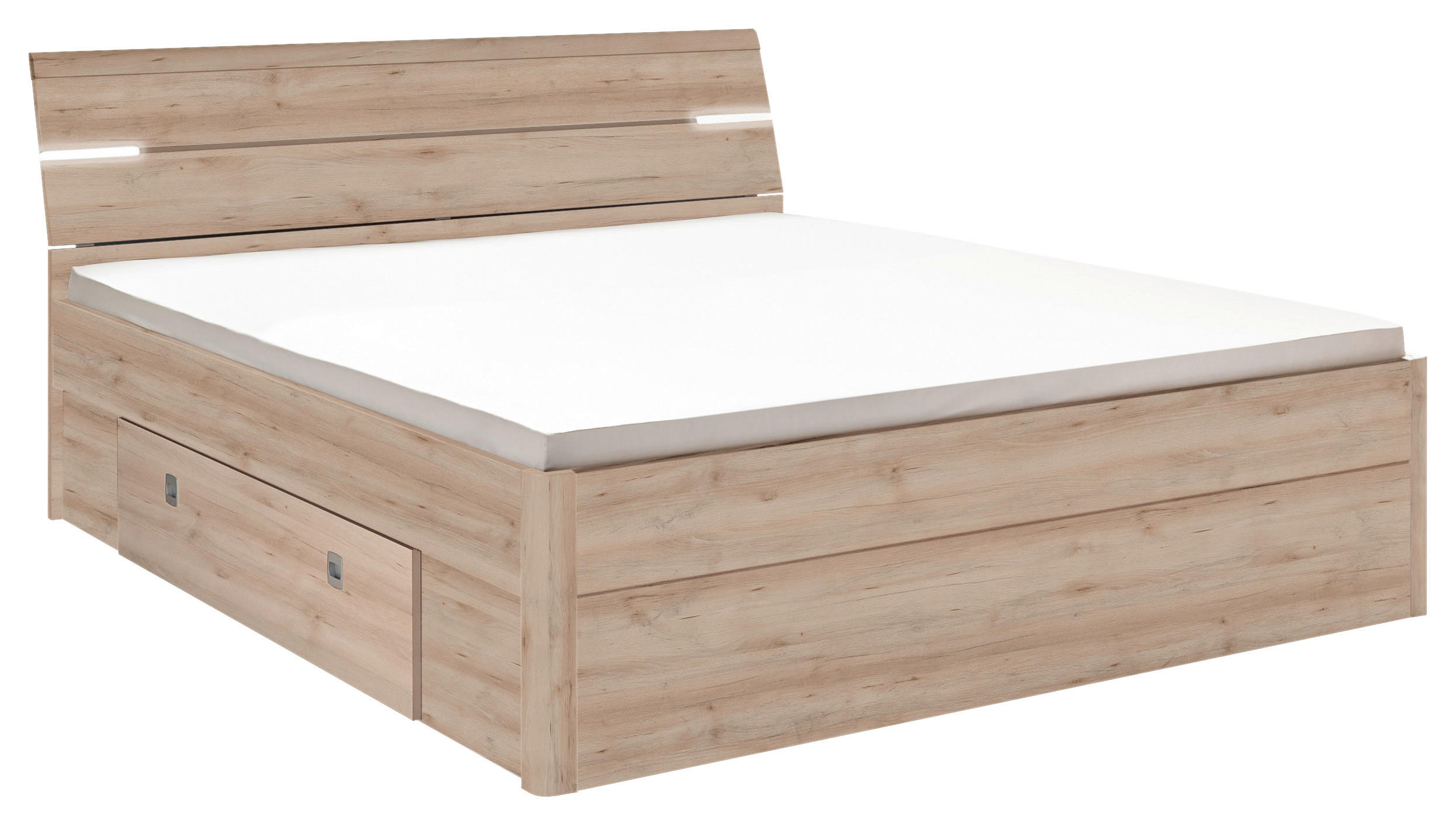 POSTEĽ, 180/200 cm, farba buka - čierna/farba buka, Konventionell, kompozitné drevo/plast (180/200cm) - Carryhome