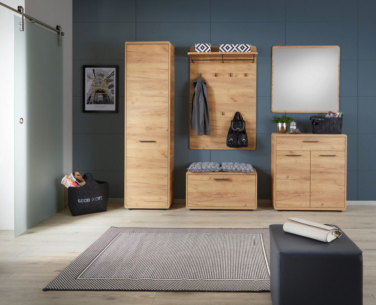 KOMMODE Fontana  in 84/90/32 cm  - Eichefarben/Schwarz, MODERN, Holzwerkstoff/Kunststoff (84/90/32cm) - Boxxx