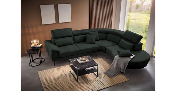 ECKSOFA in Samt Dunkelgrün  - Dunkelgrün/Schwarz, Design, Textil/Metall (299/264cm) - Novel