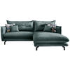 ECKSOFA in Velours Hellblau  255/180 cm  - Türkis/Schwarz, MODERN, Textil/Metall (255/180cm) - Livetastic