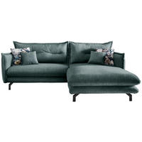 ECKSOFA in Velours Hellblau  - Türkis/Schwarz, Modern, Textil/Metall (255/180cm) - Livetastic