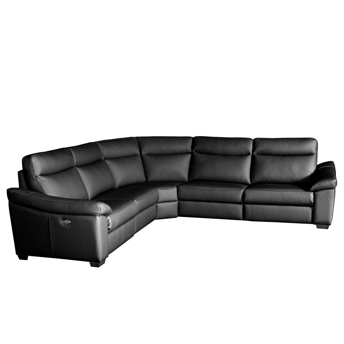 ECKSOFA Schwarz Echtleder  - Schwarz, Design, Leder/Holz (299/299cm) - Livetastic