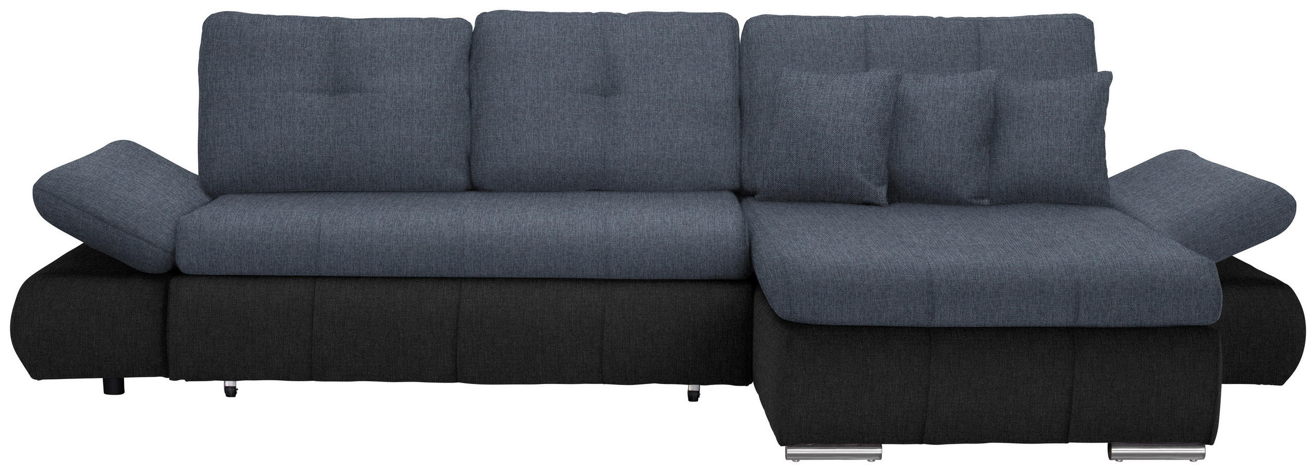 ECKSOFA in Webstoff Anthrazit, Blau  - Chromfarben/Blau, Design, Kunststoff/Textil (302/187cm) - Carryhome