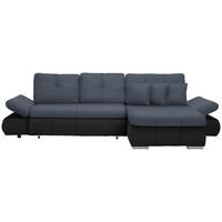 ECKSOFA in Webstoff Anthrazit, Blau  - Chromfarben/Blau, Design, Kunststoff/Textil (302/187cm) - Carryhome