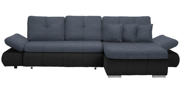 ECKSOFA in Webstoff Anthrazit, Blau  302/187 cm  - Chromfarben/Blau, Design, Kunststoff/Textil (302/187cm) - Carryhome