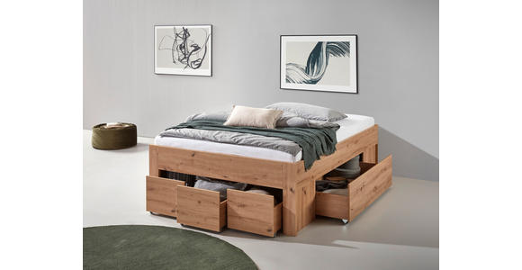 STAURAUMBETT 140/200 cm in Eiche Artisan - Eiche Artisan, KONVENTIONELL, Holzwerkstoff (140/200cm) - Carryhome