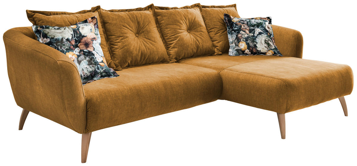 ECKSOFA Gelb, Multicolor Velours  - Gelb/Multicolor, MODERN, Holz/Textil (277/162cm) - Livetastic