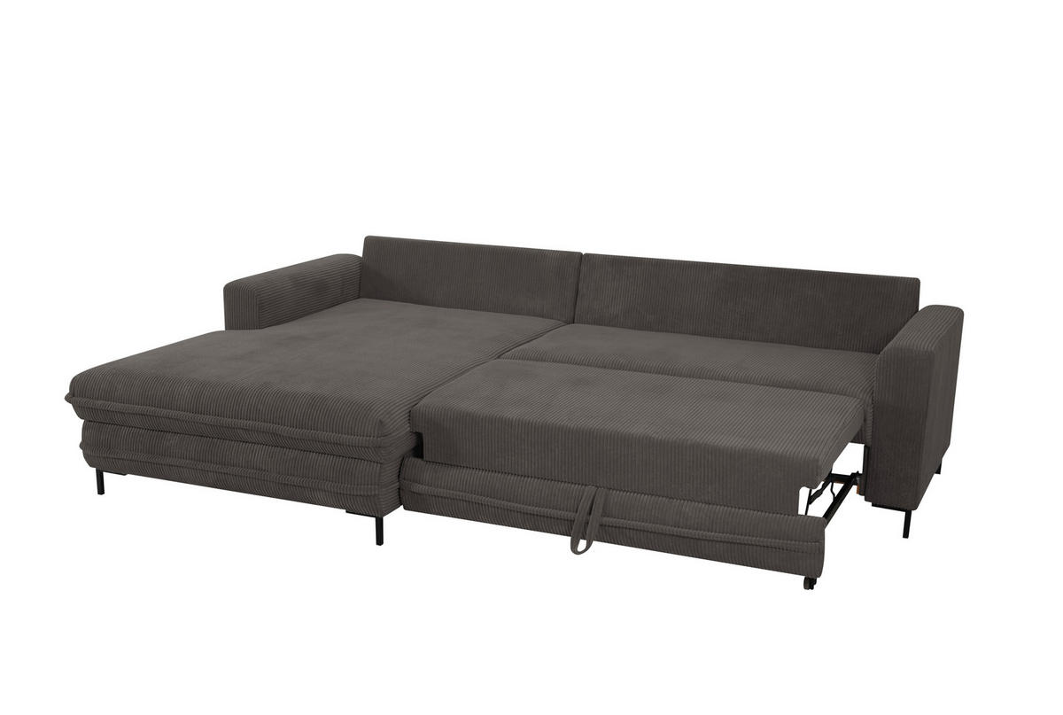 ECKSOFA Taupe Cord  - Taupe/Schwarz, Design, Textil/Metall (174/272cm) - MID.YOU