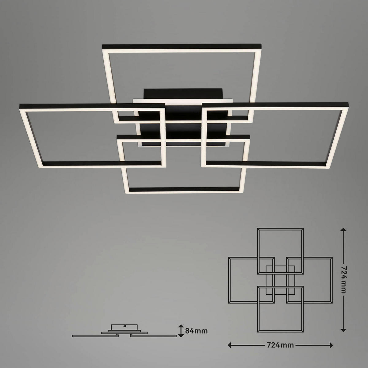 LED PLAFONJERA - crna, Osnovno, metal/plastika (72,4/72,4/8,4cm)