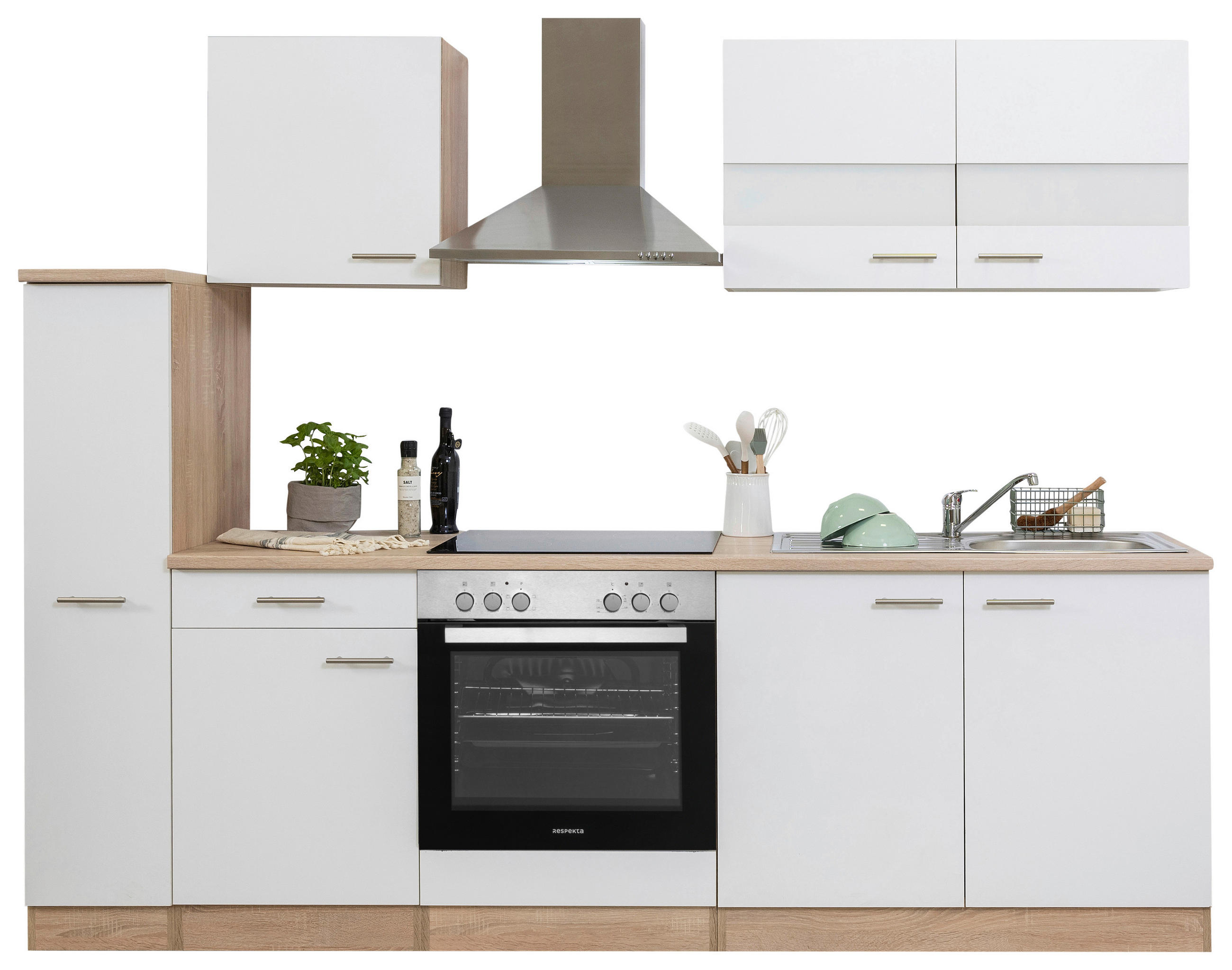 MODULKÖK 240 cm   i vit  - stålfärgad/vit, Basics, metall/trämaterial (240cm) - Respekta