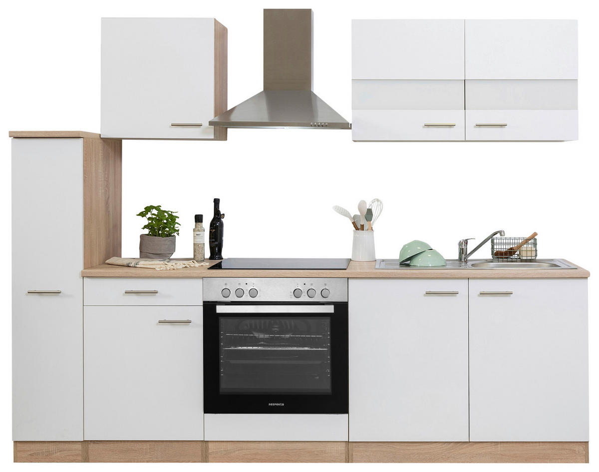 MODULKÖK 240 cm   i vit  - stålfärgad/vit, Basics, metall/trämaterial (240cm) - Respekta