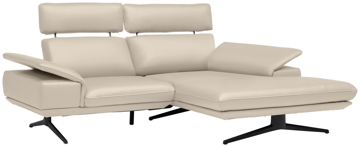 ECKSOFA in Echtleder Ecru  - Ecru/Beige, Design, Leder/Metall (239/150cm) - Koinor