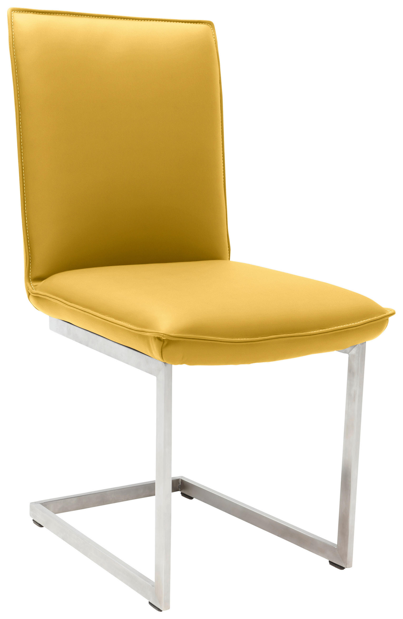 SCHWINGSTUHL in Nickel Echtleder pigmentiert - Edelstahlfarben/Gelb, Design, Leder/Metall (48/93/65cm) - Ambiente