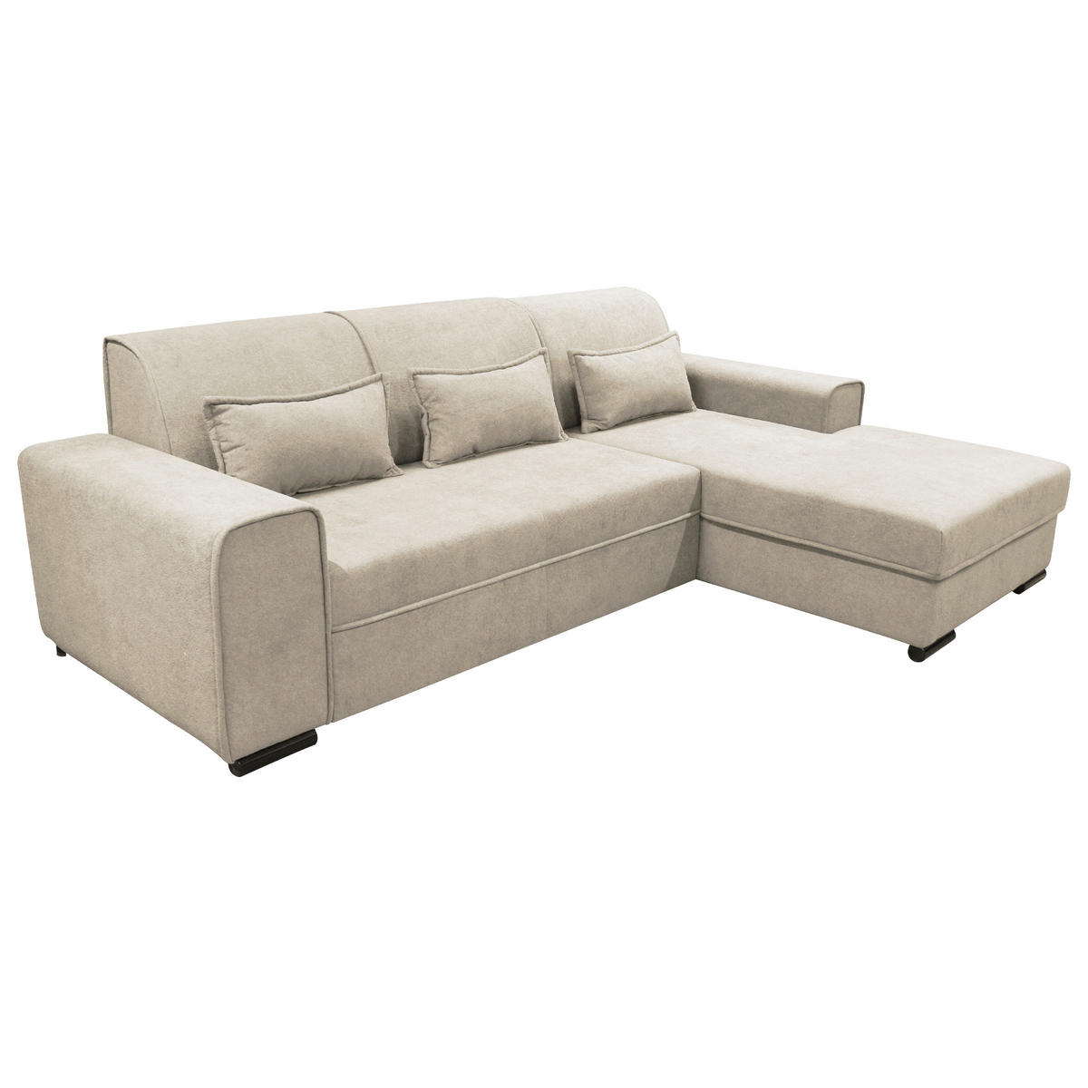 ECKSOFA in Struktur, Bouclé Beige  - Beige/Schwarz, Design, Kunststoff/Textil (270/175cm) - MID.YOU