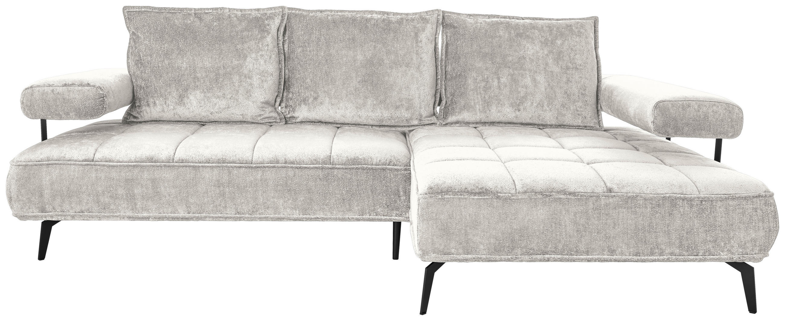 ECKSOFA in Webstoff Beige  - Beige/Schwarz, Design, Textil/Metall (266/180cm) - Welnova