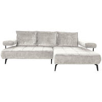 ECKSOFA in Webstoff Beige  - Beige/Schwarz, Design, Textil/Metall (266/180cm) - Welnova