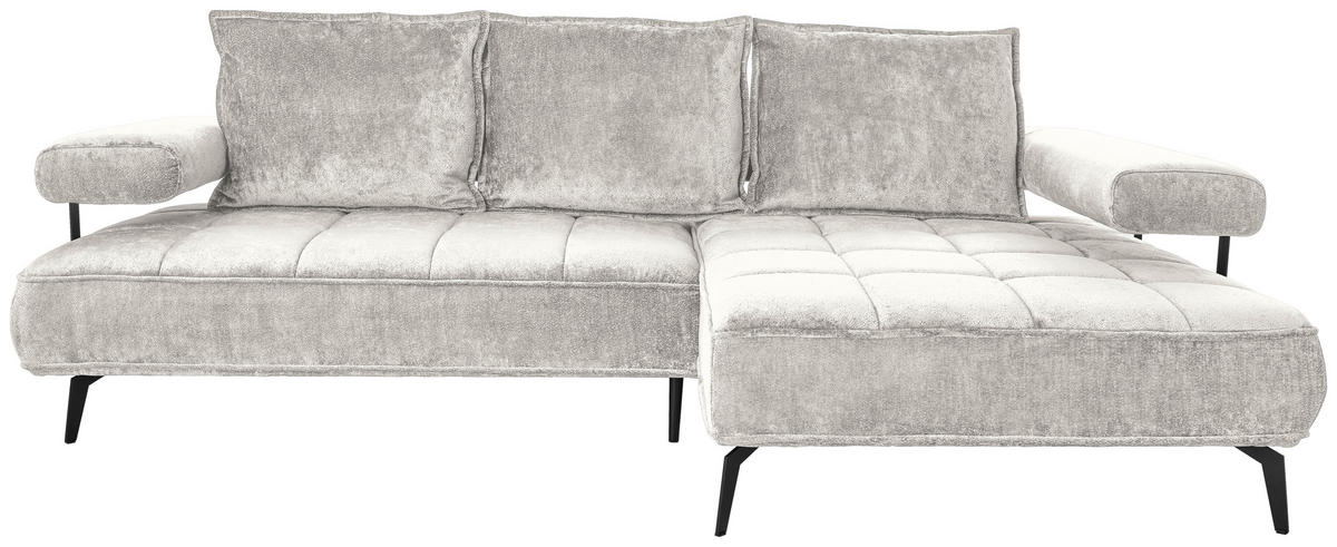 ECKSOFA in Webstoff Beige  - Beige/Schwarz, Design, Textil/Metall (266/180cm) - Welnova