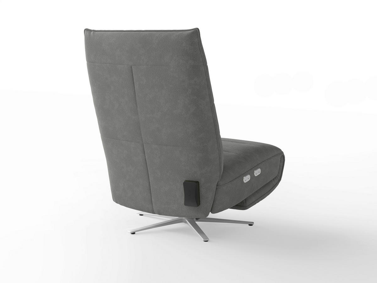 RELAXSESSEL EVE E Flachgewebe Kopfteilverstellung, Rücken echt    - Silberfarben/Grau, Basics, Textil/Metall (80/109/98cm) - Sit & More