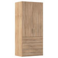 DREHTÜRENSCHRANK in Eichefarben - Eichefarben/Silberfarben, Design, Holzwerkstoff/Kunststoff (101/223/60cm) - Novel