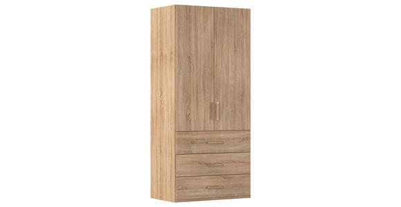 DREHTÜRENSCHRANK in Eichefarben - Eichefarben/Silberfarben, Design, Holzwerkstoff/Kunststoff (101/223/60cm) - Novel