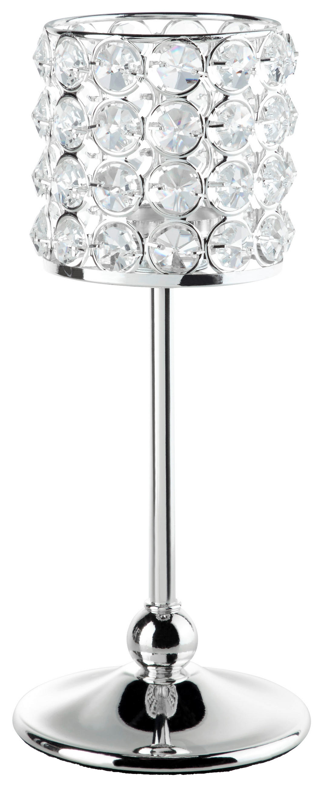 TEELICHTHALTER  - Silberfarben, Basics, Glas/Metall (10/25cm) - Ambia Home