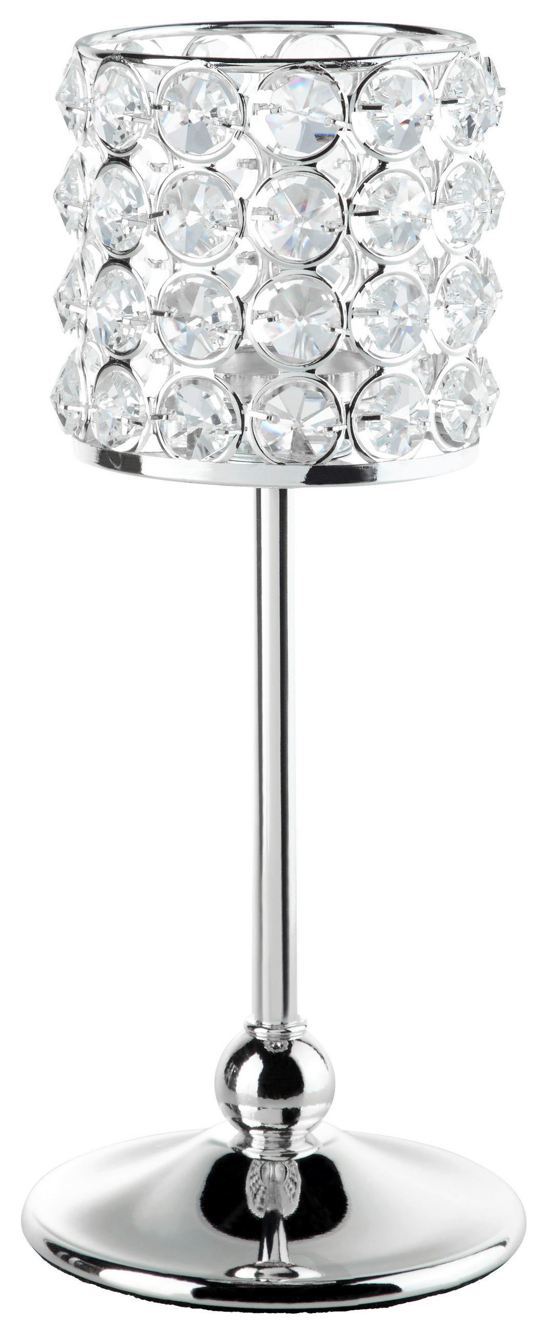 TEELICHTHALTER  - Silberfarben, Basics, Glas/Metall (10/25cm) - Ambia Home