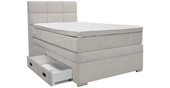 BOXSPRINGBETT 140/200 cm,  in Grau, Topper, Bettschublade, Matratzen, H3 = fest  - Alufarben/Grau, KONVENTIONELL, Kunststoff/Textil (140/200cm) - Carryhome