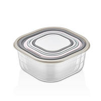 SET POSUDA ZA ČUVANJE NAMIRNI    - siva/prozirno, Basics, plastika (23.3/23.3/10.3cm)