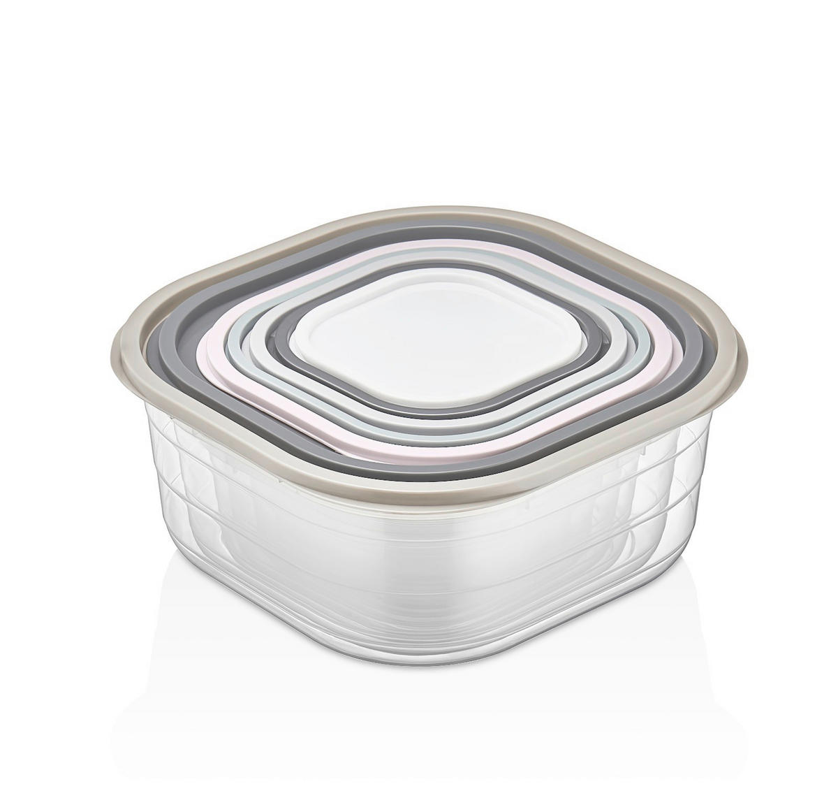 SET POSUDA ZA ČUVANJE NAMIRNI    - siva/prozirno, Basics, plastika (23.3/23.3/10.3cm)