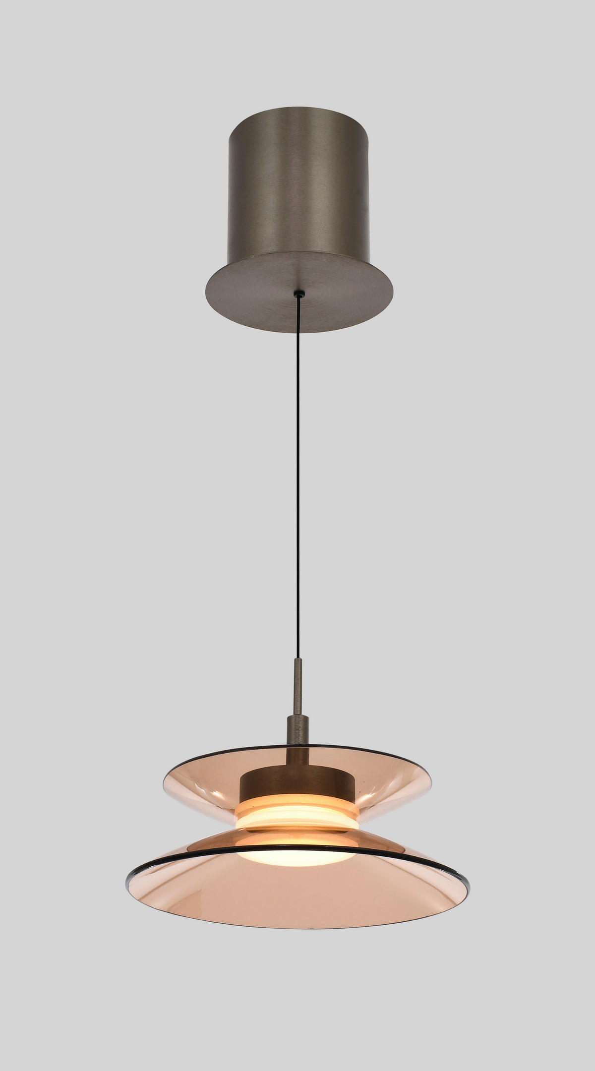 LED-HÄNGELEUCHTE Crema 22/150/22 cm  - Bronzefarben, Design, Glas/Metall (22/150/22cm)