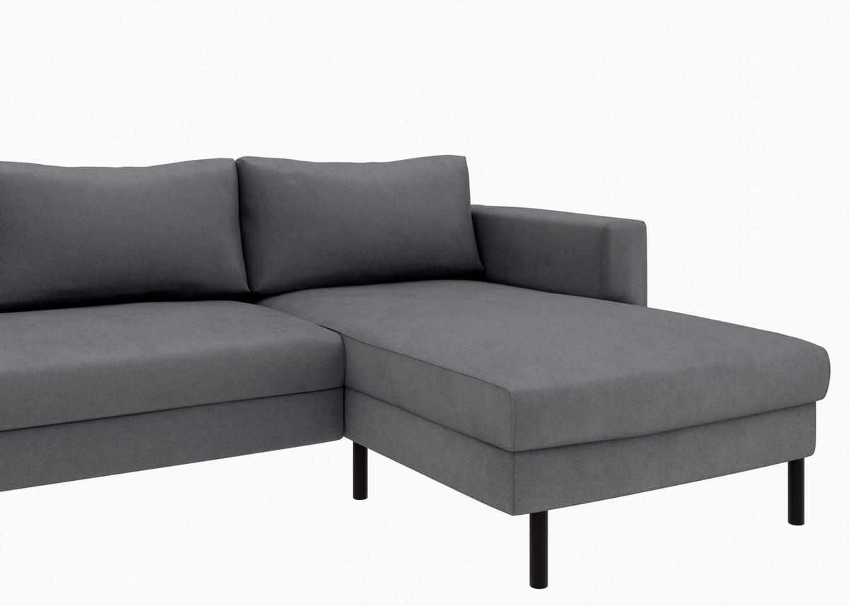 WOHNLANDSCHAFT Anthrazit Struktur  - Anthrazit/Schwarz, MODERN, Textil/Metall (161/306/161cm) - Trendmanufaktur