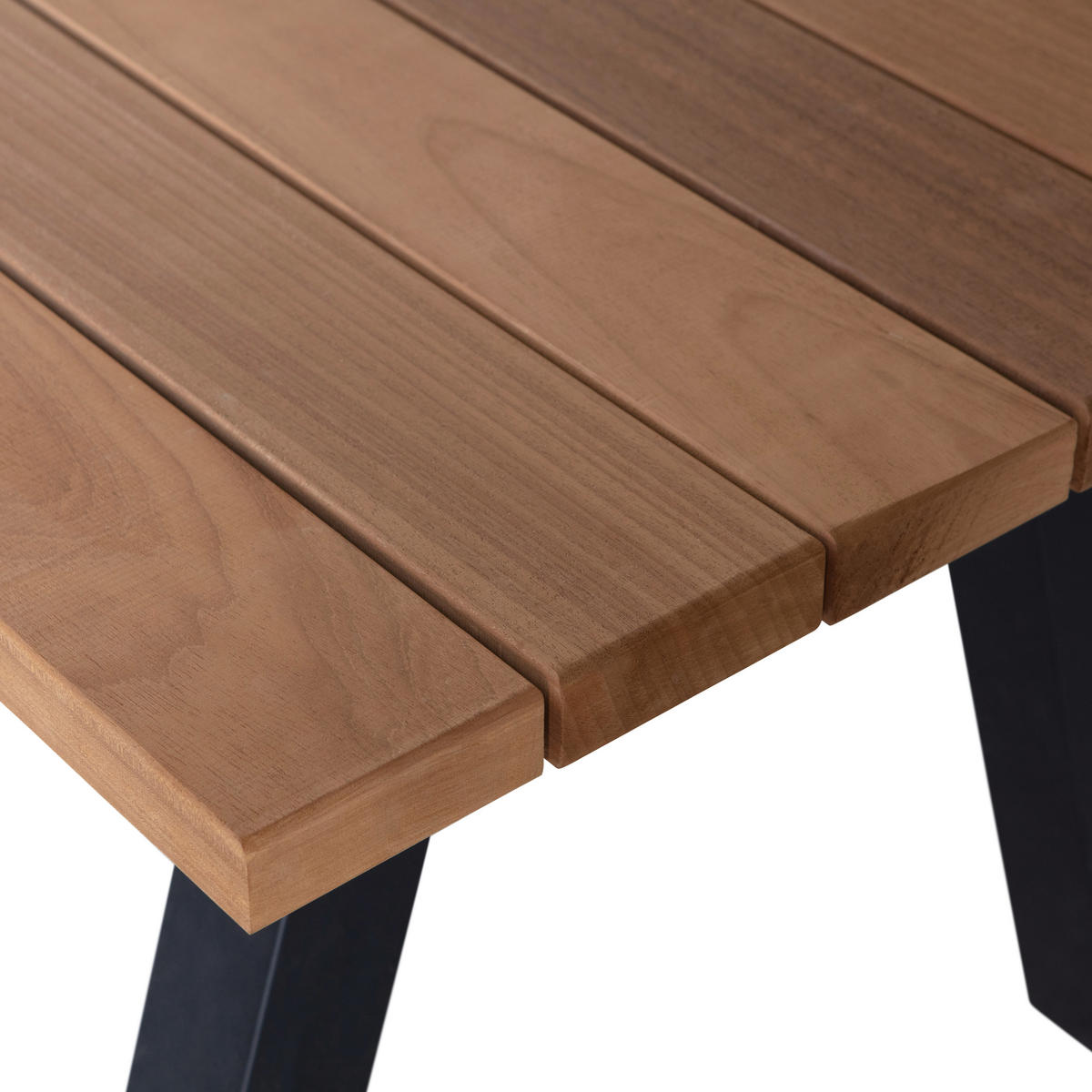 GARTENTISCH 210/81/75 cm Holz, Metall rechteckig  - Schwarz/Naturfarben, MODERN, Holz/Metall (210/81/75cm) - Livetastic