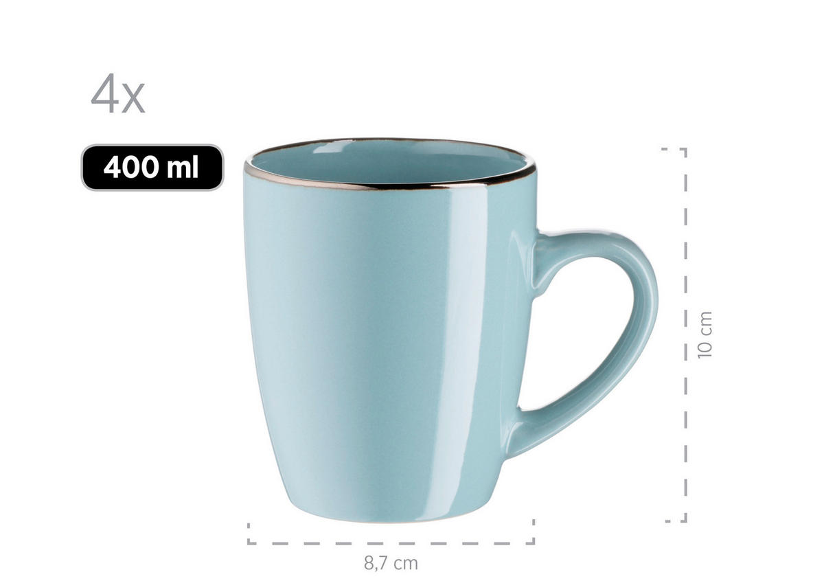 KOMBISERVICE Metallic Rim 16-teilig  - Blau, Basics, Keramik (34/31,5/32cm) - Mäser