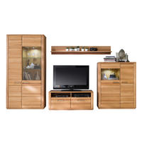 WOHNWAND La Paz  in Buchefarben  357/209/51 cm  - Buchefarben/Silberfarben, Design, Glas/Holz (357/209/51cm) - Livetastic
