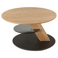 COUCHTISCH furniert, teilmassiv ESG 80/80/47-64 cm rund Grau, Wildeiche  - Wildeiche/Grau, Natur, Glas/Holzwerkstoff (80/80/47-64cm) - Novel