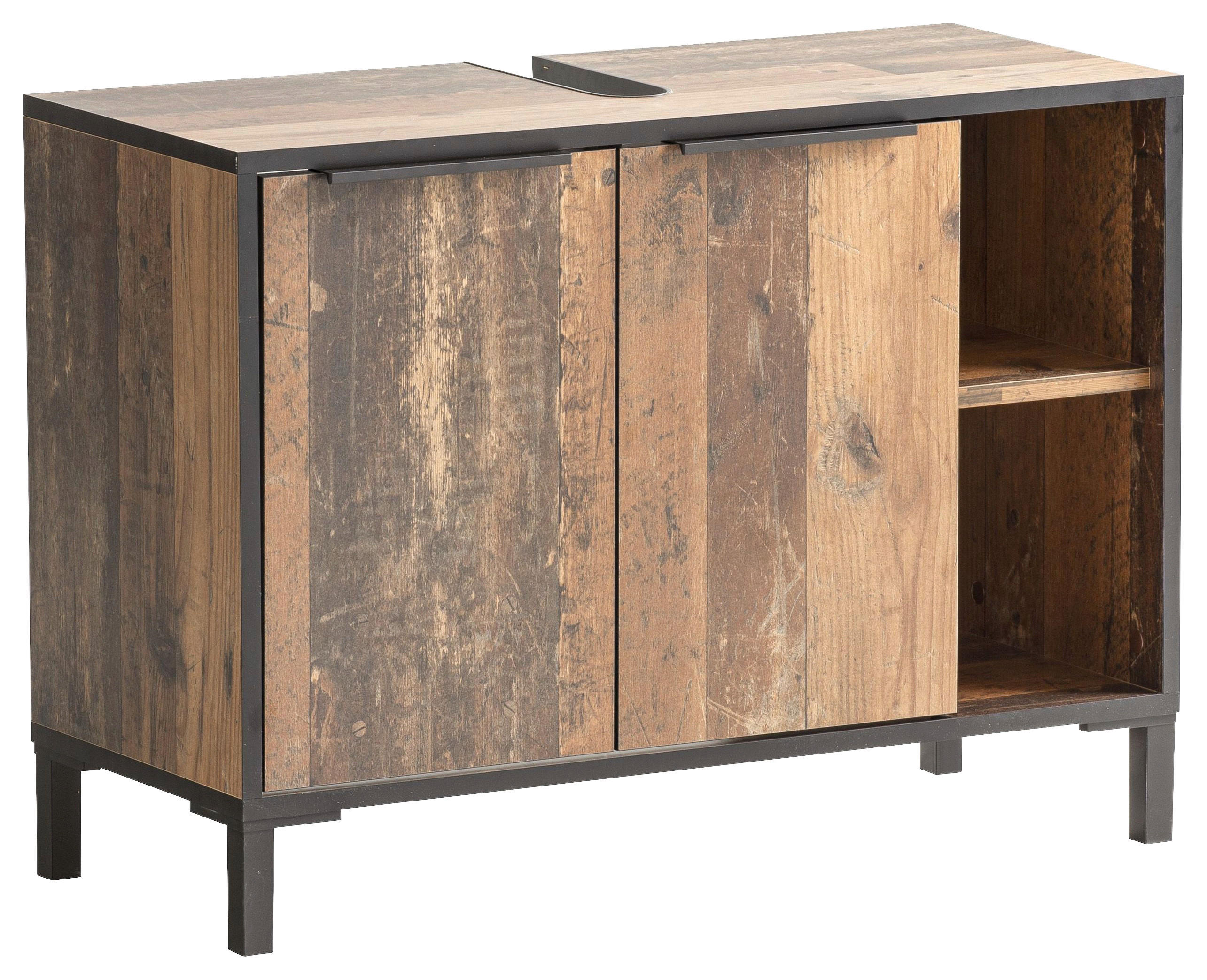WASCHBECKENUNTERSCHRANK 80/49,3/33 cm  - Schwarz/Braun, KONVENTIONELL, Holzwerkstoff/Kunststoff (80/49,3/33cm) - Stylife