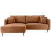 ECKSOFA in Lederlook Cognac  178/264-302 cm  - Cognac/Schwarz, Design, Textil/Metall (178/264-302cm) - Livetastic