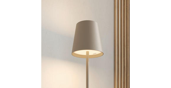AKKU-STEHLEUCHTE 22/130 cm    - Sandfarben, Design, Kunststoff/Metall (22/130cm) - Novel