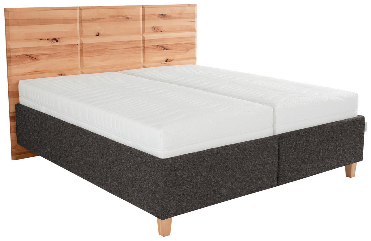 POLSTERBETT Matratze, Lattenrost, Bettkasten Buchefarben, Dunkelbraun 180/200 cm  - Dunkelbraun/Buchefarben, Design, Holz/Textil (180/200cm) - Valnatura