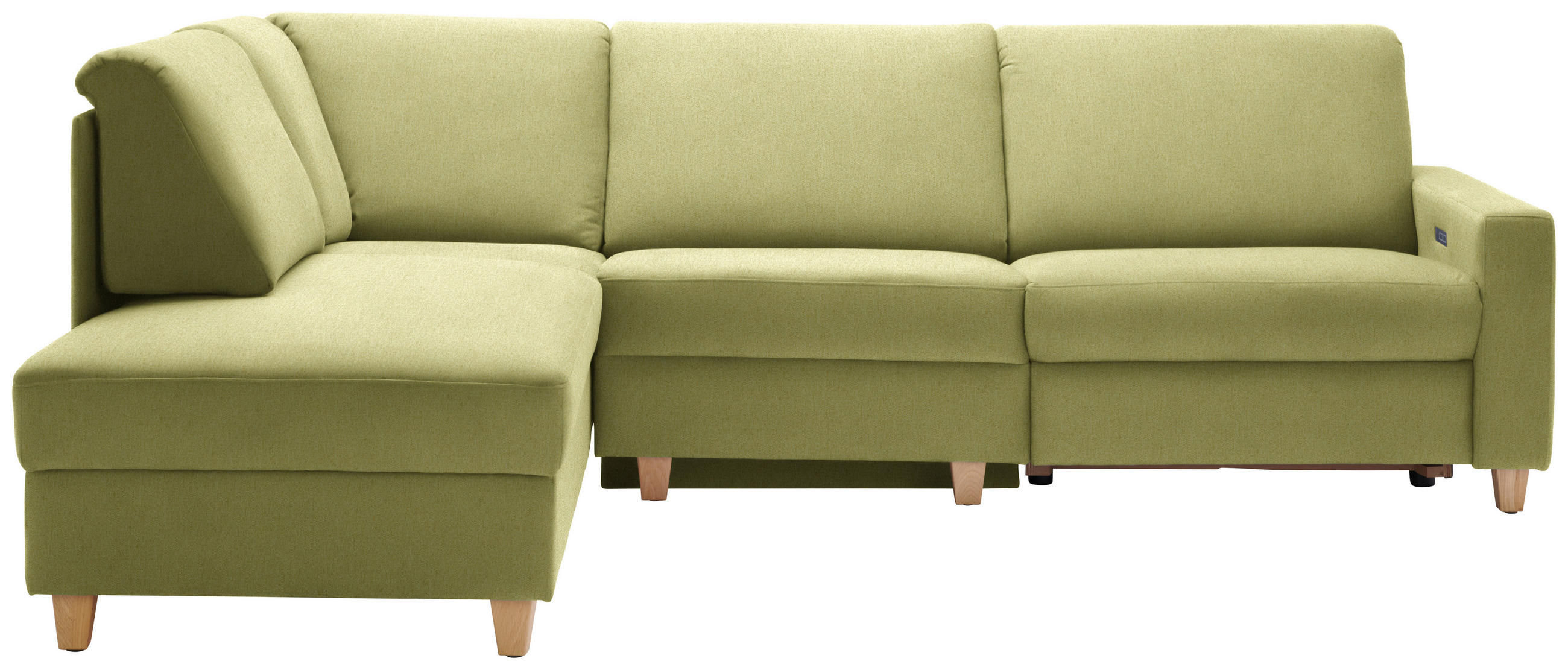 ECKSOFA in Flachgewebe Hellgrün  203/261 cm  - Eichefarben/Hellgrün, KONVENTIONELL, Holz/Textil (203/261cm) - Sedda