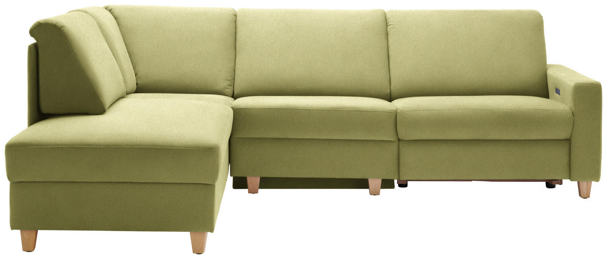 ECKSOFA in Flachgewebe Hellgrün  203/261 cm  - Eichefarben/Hellgrün, KONVENTIONELL, Holz/Textil (203/261cm) - Sedda