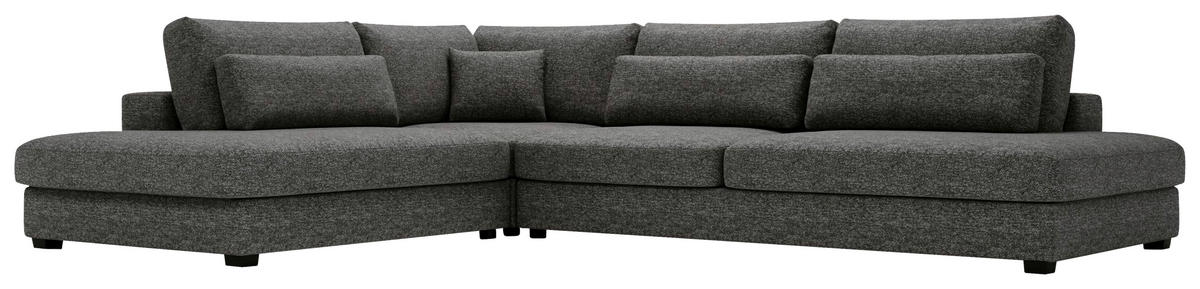 ECKSOFA Grau Plüsch, Bouclé  - Schwarz/Grau, Design, Kunststoff/Textil (244/332cm) - Livetastic