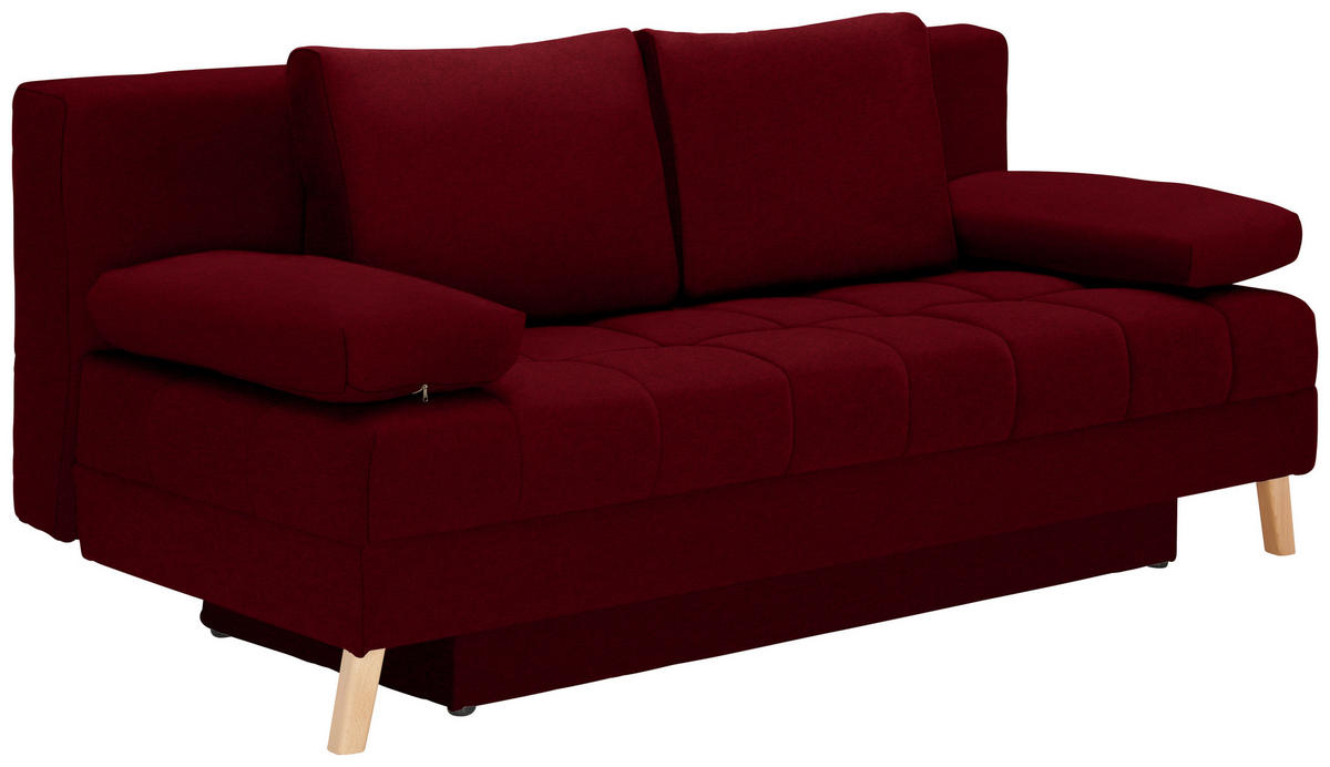 SCHLAFSOFA in Webstoff Dunkelrot  - Naturfarben/Dunkelrot, Konventionell, Holz/Textil (195/90/90cm) - Cantus
