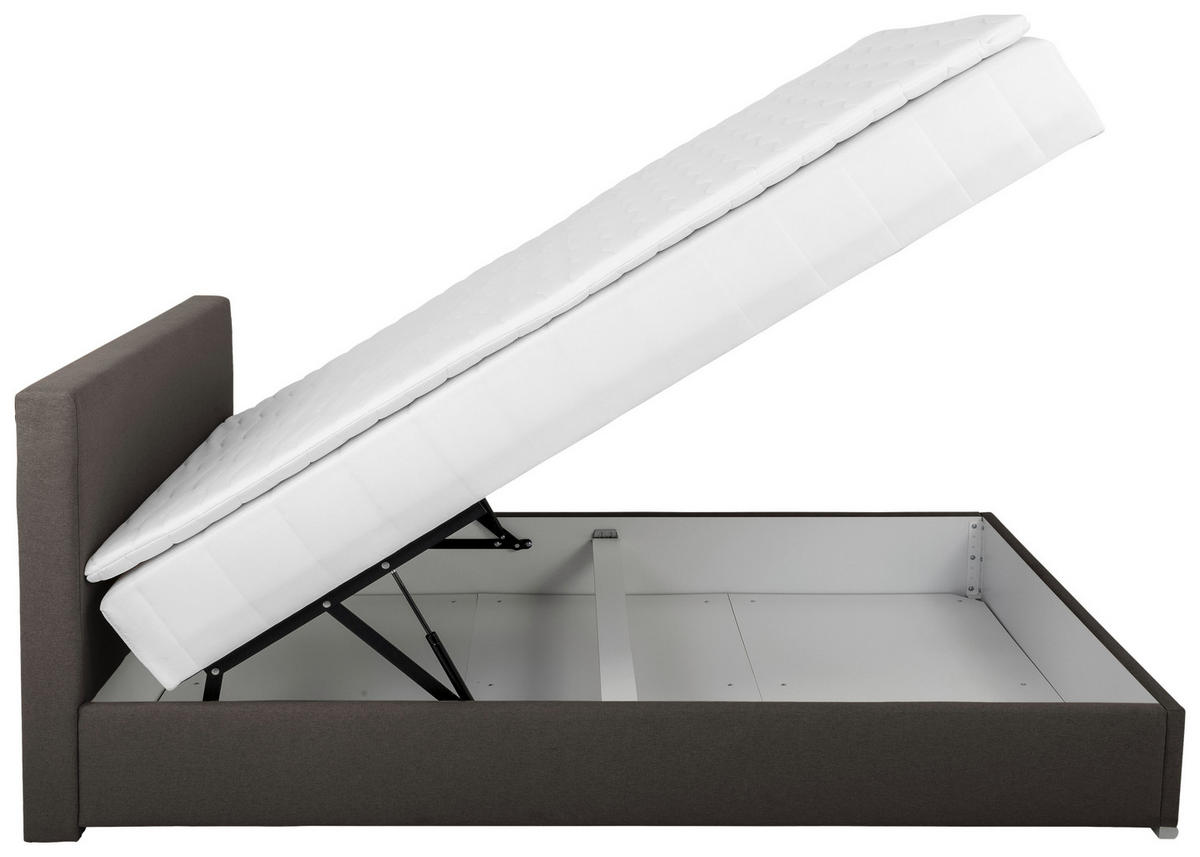 POLSTERBETT Bettkasten, Topper 140/200 cm  in Anthrazit  - Chromfarben/Anthrazit, KONVENTIONELL, Holz/Kunststoff (140/200cm) - MID.YOU