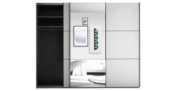 SCHWEBETÜRENSCHRANK 270/226/60 cm 3-türig Weiß - Schwarz/Weiß, KONVENTIONELL, Glas/Holzwerkstoff (270/226/60cm) - Carryhome