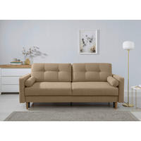 SCHLAFSOFA Noret Hellbraun Querschläfer  inkl. Rückenkissen, Armlehnenkissen, Bettkasten, Schlaffunktion  - Hellbraun/Buchefarben, Design, Holz/Textil (222/93/99cm) - MID.YOU